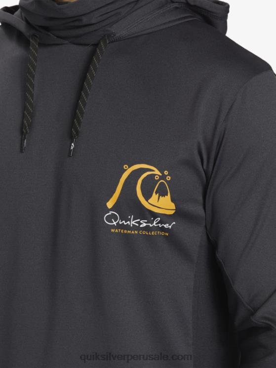 Quiksilver N8LNT830 hombres negro Camiseta de surf de manga larga con capucha UPF 50 de Waterman Angler