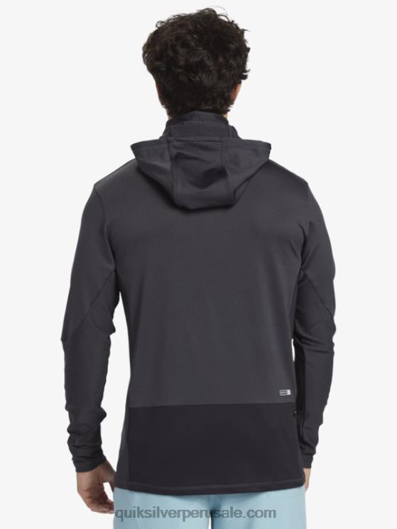 Quiksilver N8LNT830 hombres negro Camiseta de surf de manga larga con capucha UPF 50 de Waterman Angler