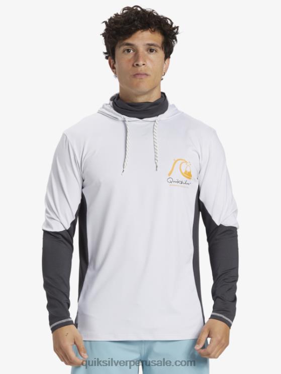 Quiksilver N8LNT831 hombres blanco Camiseta de surf de manga larga con capucha UPF 50 de Waterman Angler