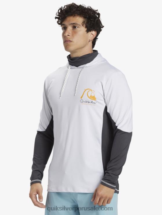 Quiksilver N8LNT831 hombres blanco Camiseta de surf de manga larga con capucha UPF 50 de Waterman Angler