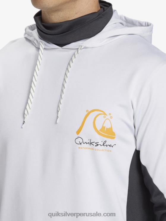 Quiksilver N8LNT831 hombres blanco Camiseta de surf de manga larga con capucha UPF 50 de Waterman Angler
