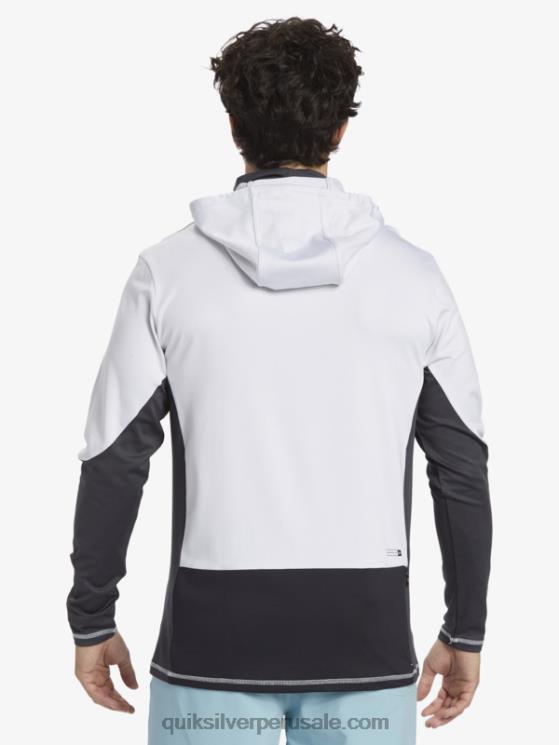 Quiksilver N8LNT831 hombres blanco Camiseta de surf de manga larga con capucha UPF 50 de Waterman Angler