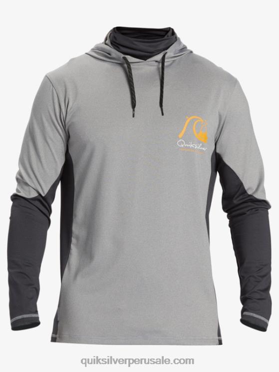 Quiksilver N8LNT832 hombres piel de tiburon Camiseta de surf de manga larga con capucha UPF 50 de Waterman Angler