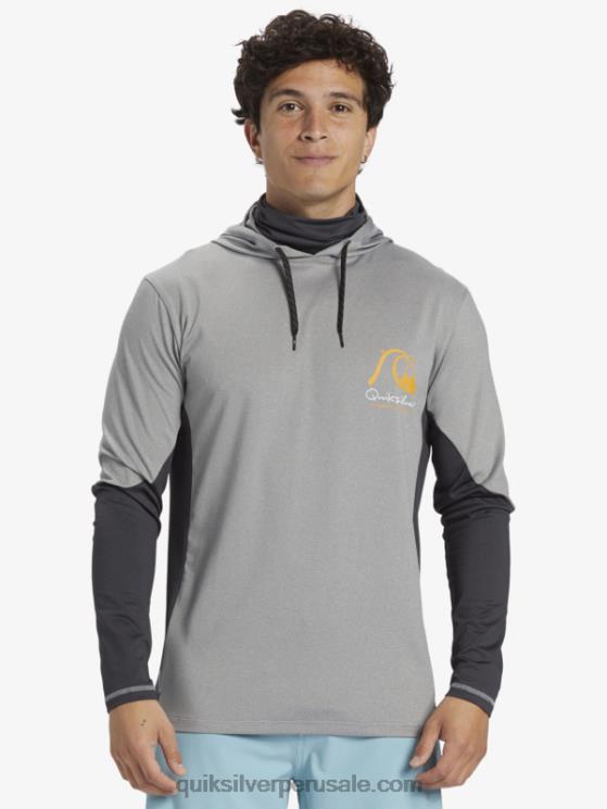 Quiksilver N8LNT832 hombres piel de tiburon Camiseta de surf de manga larga con capucha UPF 50 de Waterman Angler