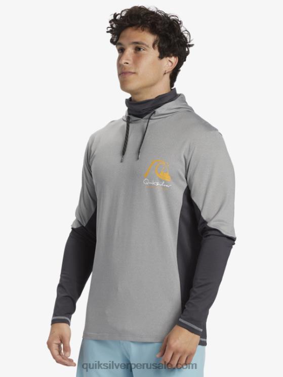 Quiksilver N8LNT832 hombres piel de tiburon Camiseta de surf de manga larga con capucha UPF 50 de Waterman Angler