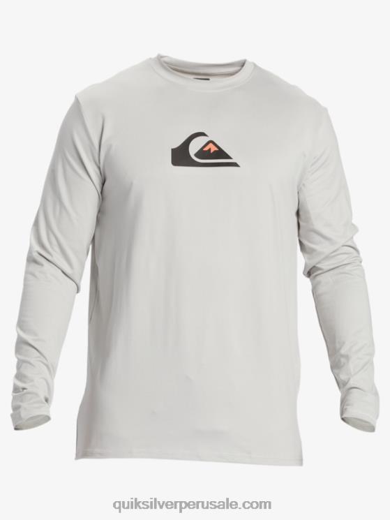 Quiksilver N8LNT840 hombres gris violeta playera de manga larga con rayas sólidas upf 50 surf