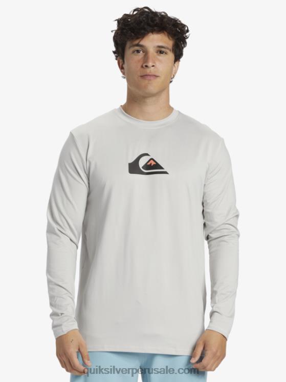 Quiksilver N8LNT840 hombres gris violeta playera de manga larga con rayas sólidas upf 50 surf