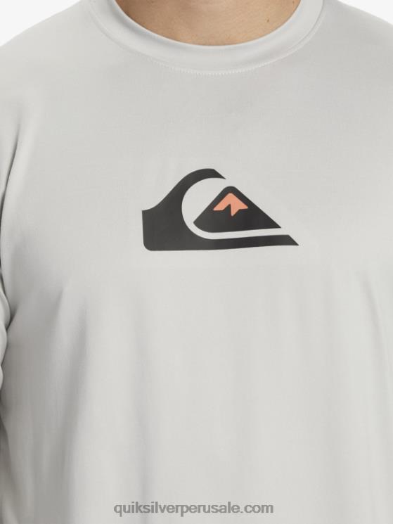 Quiksilver N8LNT840 hombres gris violeta playera de manga larga con rayas sólidas upf 50 surf