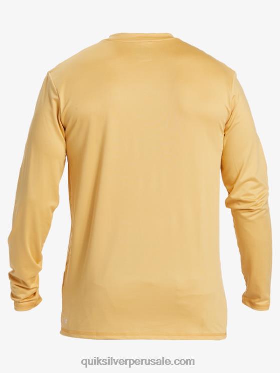 Quiksilver N8LNT843 hombres trigo playera de manga larga con rayas sólidas upf 50 surf