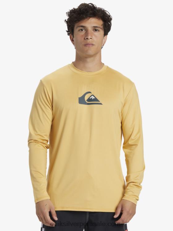 Quiksilver N8LNT843 hombres trigo playera de manga larga con rayas sólidas upf 50 surf