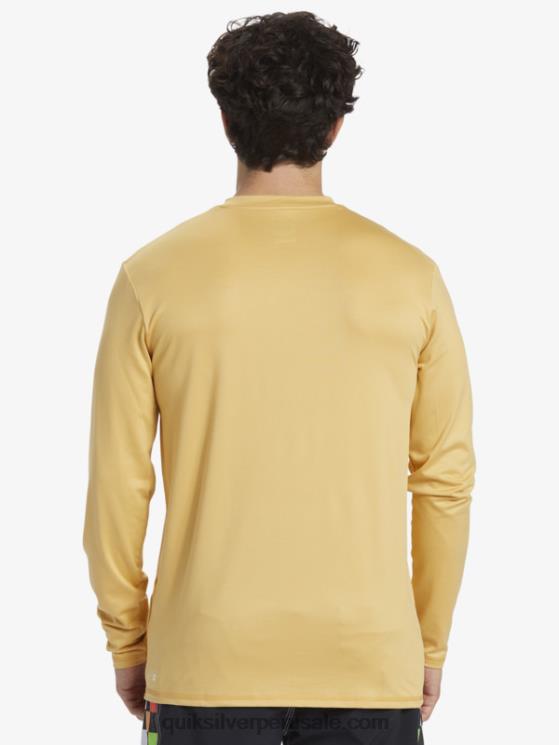 Quiksilver N8LNT843 hombres trigo playera de manga larga con rayas sólidas upf 50 surf