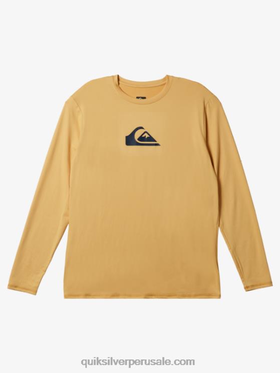 Quiksilver N8LNT843 hombres trigo playera de manga larga con rayas sólidas upf 50 surf
