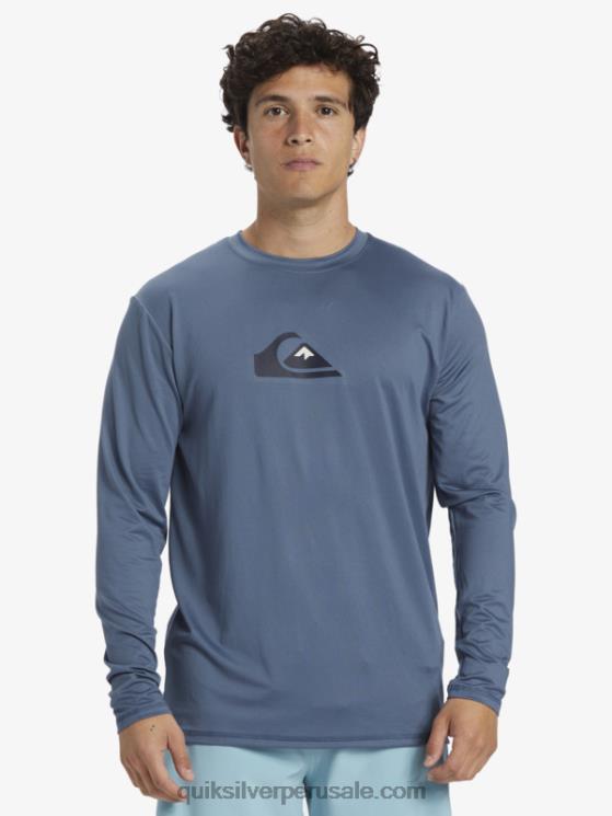 Quiksilver N8LNT844 hombres mar de bering playera de manga larga con rayas sólidas upf 50 surf