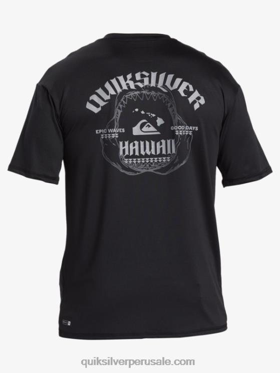 Quiksilver N8LNT883 hombres negro camiseta de surf de manga corta hawaii big bite upf 50