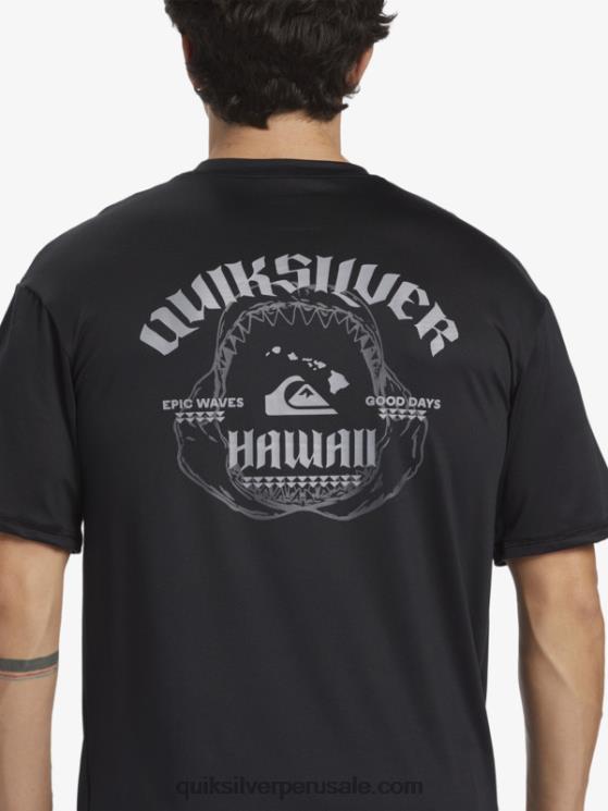 Quiksilver N8LNT883 hombres negro camiseta de surf de manga corta hawaii big bite upf 50