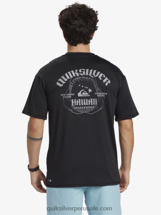 Quiksilver N8LNT883 hombres negro camiseta de surf de manga corta hawaii big bite upf 50