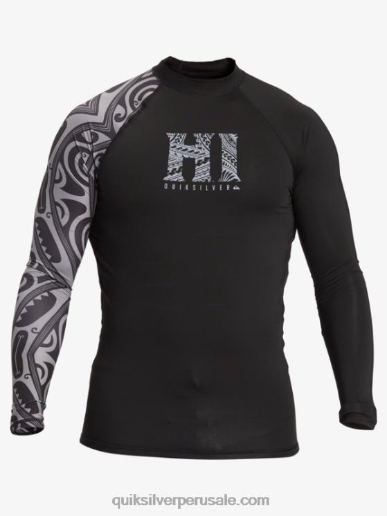 Quiksilver N8LNT923 hombres negro camiseta de surf de manga larga hawaii big island upf 50