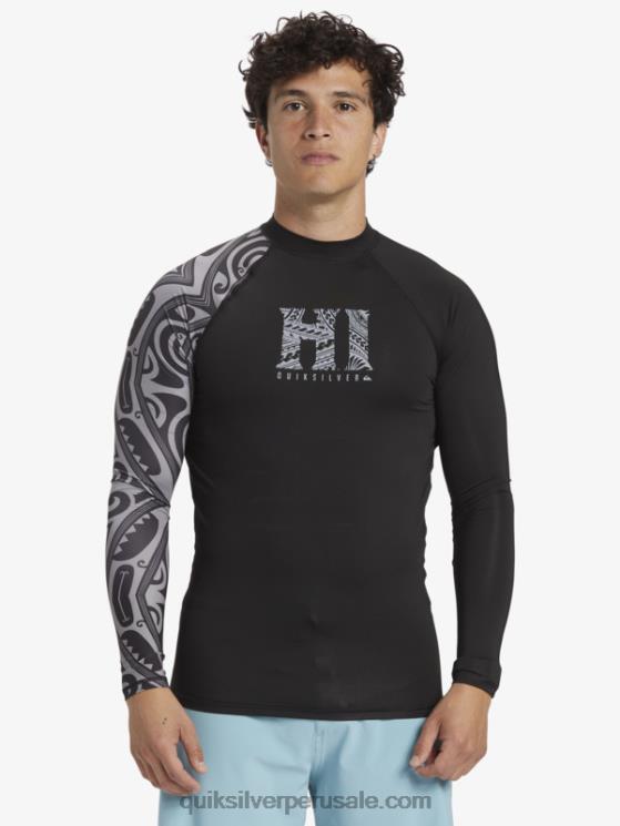 Quiksilver N8LNT923 hombres negro camiseta de surf de manga larga hawaii big island upf 50