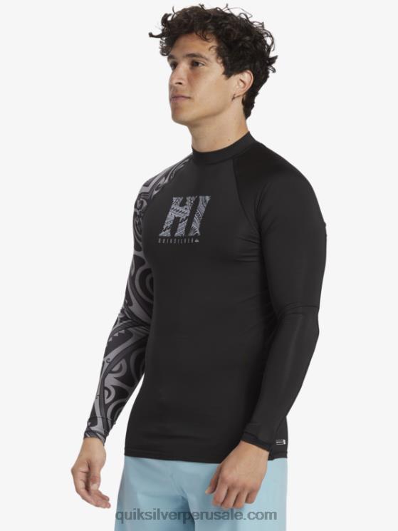 Quiksilver N8LNT923 hombres negro camiseta de surf de manga larga hawaii big island upf 50