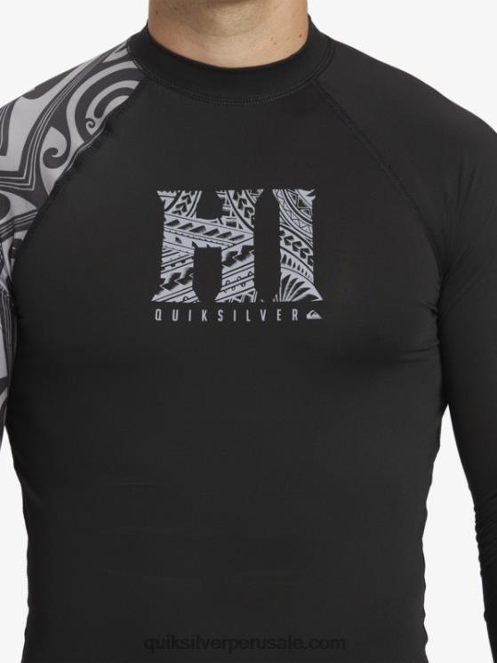Quiksilver N8LNT923 hombres negro camiseta de surf de manga larga hawaii big island upf 50