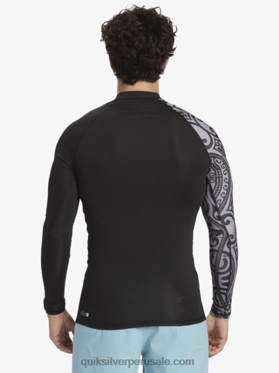 Quiksilver N8LNT923 hombres negro camiseta de surf de manga larga hawaii big island upf 50