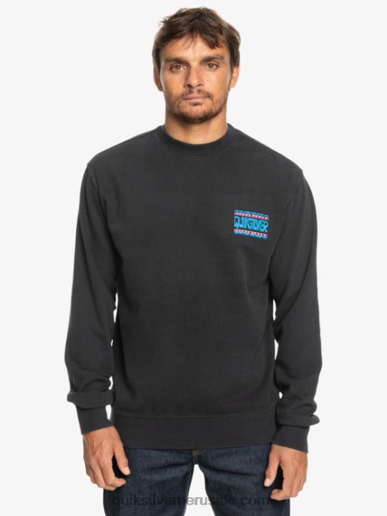 Quiksilver N8LNT1055 hombres negro sudadera con diseño de losa de neón