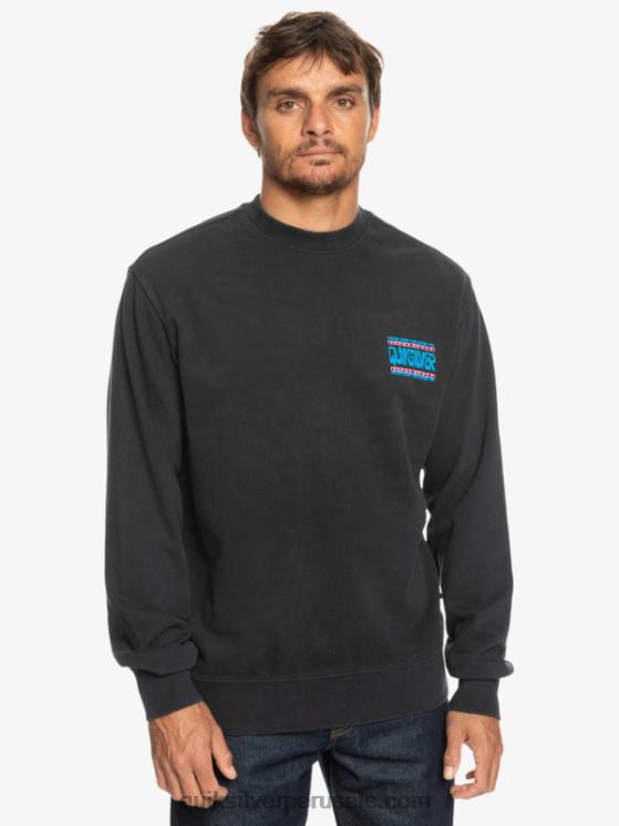 Quiksilver N8LNT1055 hombres negro sudadera con diseño de losa de neón