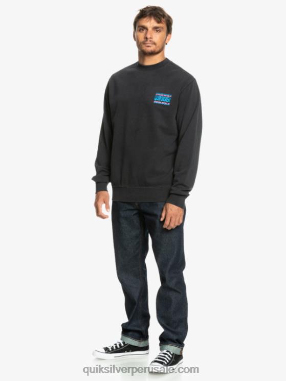Quiksilver N8LNT1055 hombres negro sudadera con diseño de losa de neón