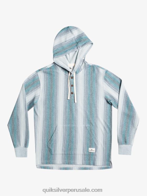 Quiksilver N8LNT1098 hombres raya baja azul marroquí sudadera con capucha baja henley