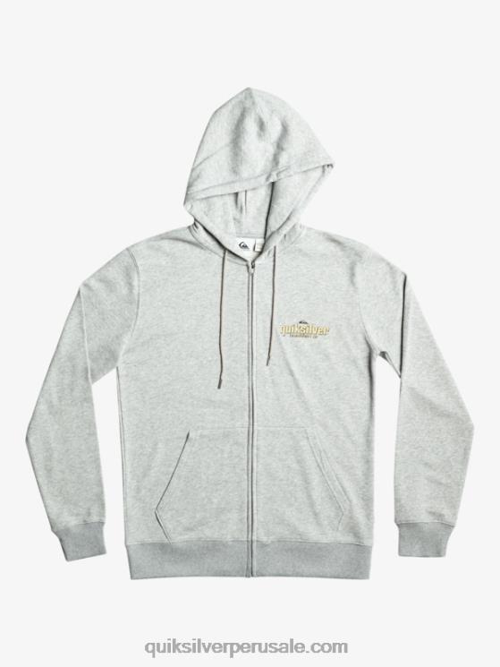 Quiksilver N8LNT1148 hombres brezo gris claro sudadera con cremallera y palabras
