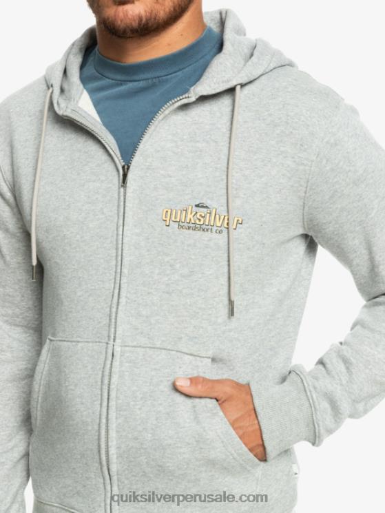 Quiksilver N8LNT1148 hombres brezo gris claro sudadera con cremallera y palabras