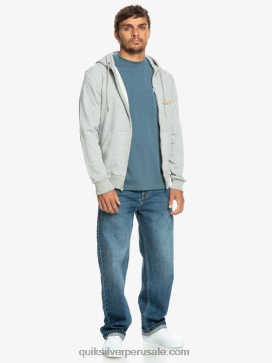 Quiksilver N8LNT1148 hombres brezo gris claro sudadera con cremallera y palabras