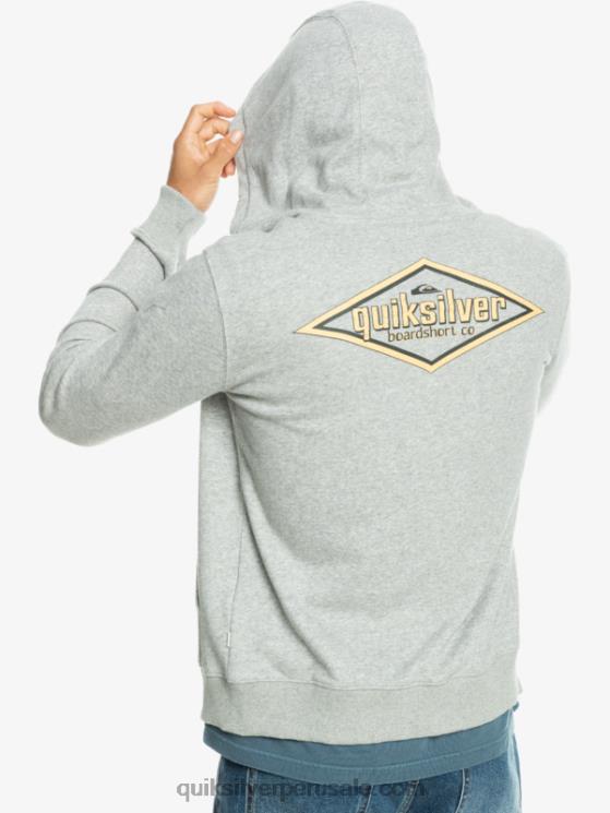 Quiksilver N8LNT1148 hombres brezo gris claro sudadera con cremallera y palabras
