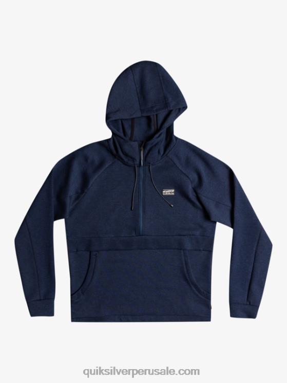 Quiksilver N8LNT1371 hombres insignia azul brezo sudadera con capucha y media cremallera