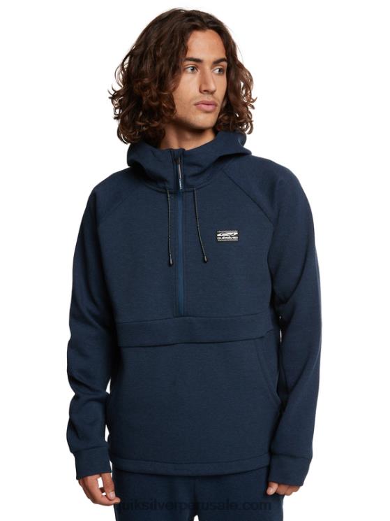 Quiksilver N8LNT1371 hombres insignia azul brezo sudadera con capucha y media cremallera