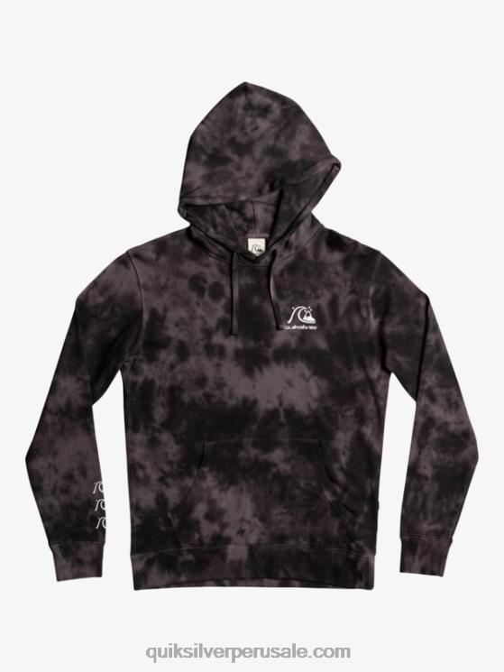 Quiksilver N8LNT1503 hombres teñido anudado negro nublado sudadera con capucha y motivo tie-dye