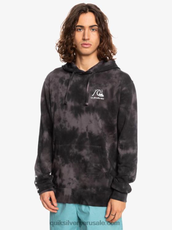 Quiksilver N8LNT1503 hombres teñido anudado negro nublado sudadera con capucha y motivo tie-dye