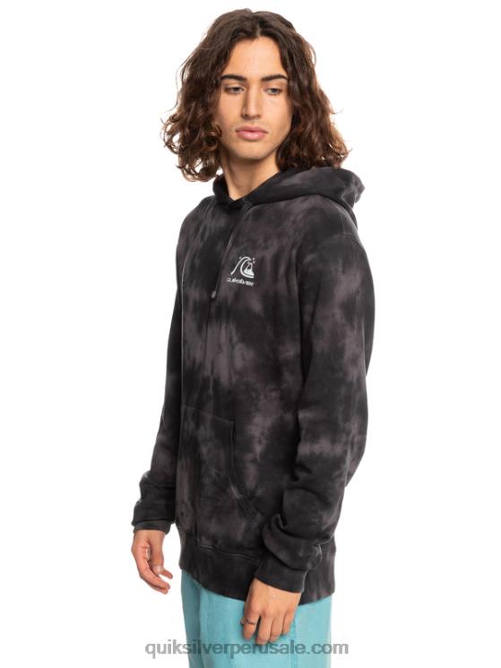 Quiksilver N8LNT1503 hombres teñido anudado negro nublado sudadera con capucha y motivo tie-dye