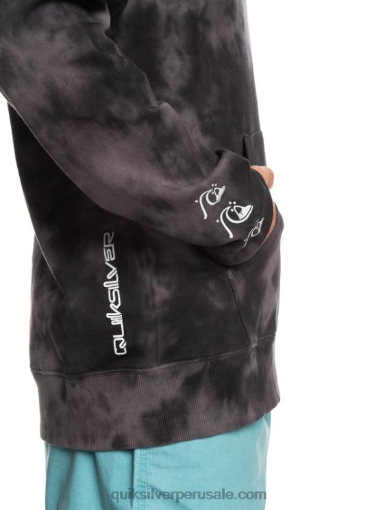 Quiksilver N8LNT1503 hombres teñido anudado negro nublado sudadera con capucha y motivo tie-dye
