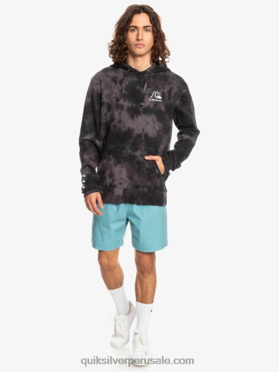 Quiksilver N8LNT1503 hombres teñido anudado negro nublado sudadera con capucha y motivo tie-dye
