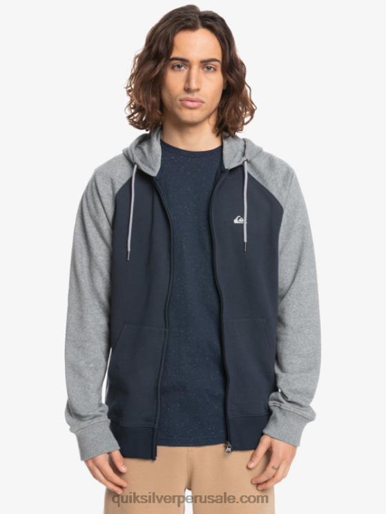 Quiksilver N8LNT1514 hombres gris claro jaspeado/negro sudadera con cremallera Essentials