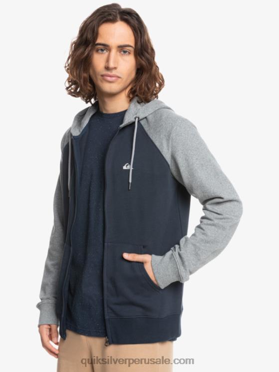 Quiksilver N8LNT1514 hombres gris claro jaspeado/negro sudadera con cremallera Essentials