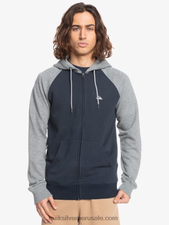Quiksilver N8LNT1514 hombres gris claro jaspeado/negro sudadera con cremallera Essentials