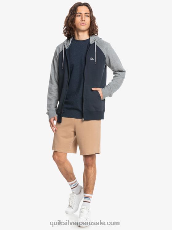 Quiksilver N8LNT1514 hombres gris claro jaspeado/negro sudadera con cremallera Essentials