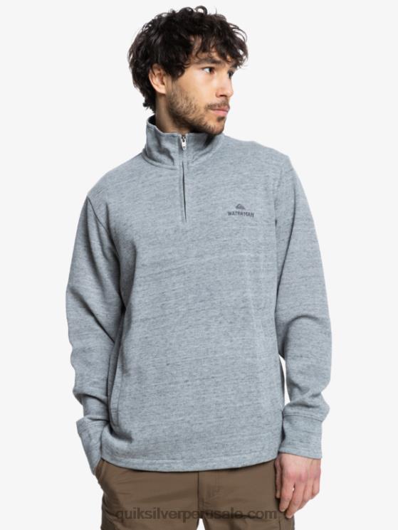 Quiksilver N8LNT1800 hombres brezo gris claro sudadera waterman pointsurf con cremallera y cuello alzado