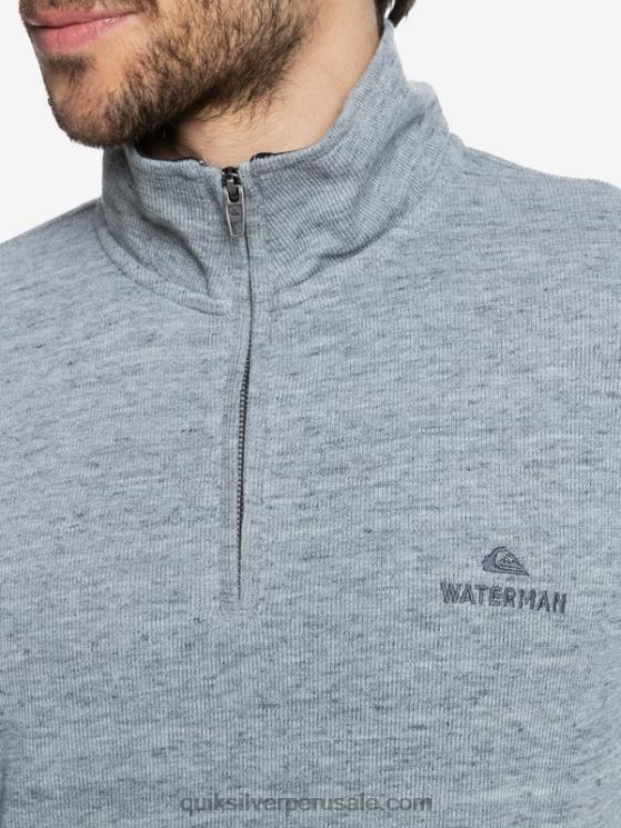 Quiksilver N8LNT1800 hombres brezo gris claro sudadera waterman pointsurf con cremallera y cuello alzado