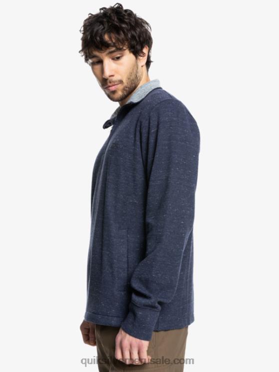 Quiksilver N8LNT1801 hombres blazer azul marino jaspeado sudadera waterman pointsurf con cremallera y cuello alzado