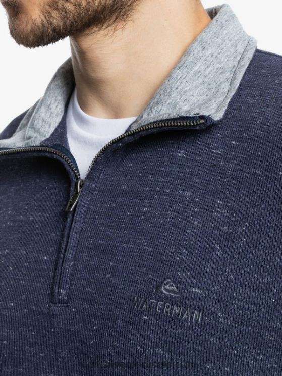 Quiksilver N8LNT1801 hombres blazer azul marino jaspeado sudadera waterman pointsurf con cremallera y cuello alzado