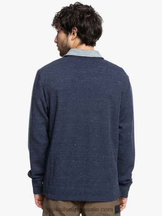 Quiksilver N8LNT1801 hombres blazer azul marino jaspeado sudadera waterman pointsurf con cremallera y cuello alzado