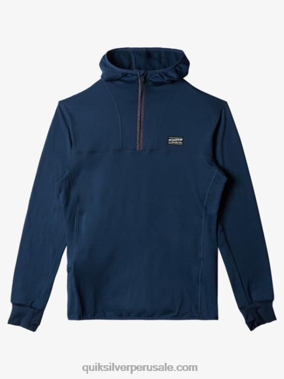 Quiksilver N8LNT1873 hombres insignias azules sudadera con capucha y cremallera de un cuarto de punto empinado